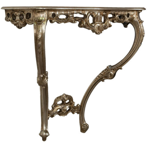 Biscottini - wooden console table in antique silver leaf finish made in italy