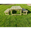 Butcher Table Set, Wooden Outdoor Garden Furniture, Alfresco Dining Set w/ Benches - L150 x W93 x H77 cm - Min. Assembly Required