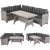 CASARIA® Lisbon Polyrattan Garden Corner Dining Furniture Set WPC Table Grey