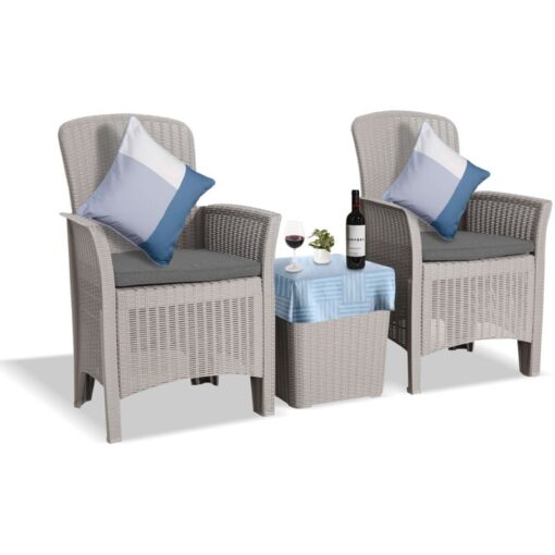 Centurion Supports - ophelia 3-Piece Rattan Garden Furniture High Back Armchair Set with Side Table in Grey