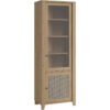 Cestino 2 Door Display Cabinet in Jackson Hickory Oak and Rattan Effect