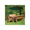 Charles Taylor - 8 Seater Wooden Rectangular Table & Chairs Benches Parasol Green