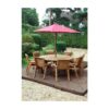 Charles Taylor - 8 Seater Wooden Round Garden Dining Table & Chairs Parasol Red