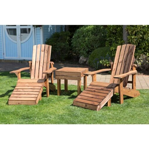 Charles Taylor - Aidandack Patio Set, Relax Chairs with Side Table - W200 x D145 x H95 - Fully Assembled