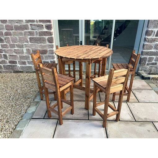 Charles Taylor - Deluxe Alfresco Bar Set Six Seater - L200 x W200 x H110 - Redwood