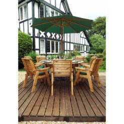 Charles Taylor - Eight Seater Circular Table Set with Cushions - W350 x D350 x H98 - Fully Assembled - Green