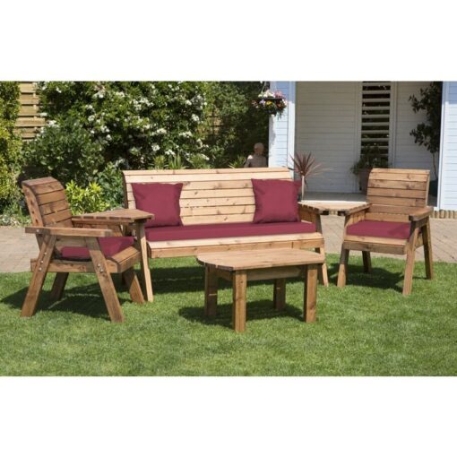 Charles Taylor - Five Seater Multi Set with Cushions - W350 x D150 x H98 - Fully Assembled - Burgundy