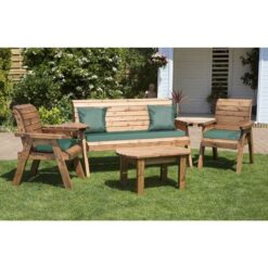 Charles Taylor - Five Seater Multi Set with Cushions - W350 x D150 x H98 - Fully Assembled - Green