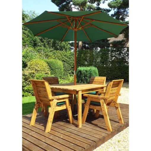 Charles Taylor - Four Seater Square Table Set with Cushions - W230 x D230 x H98 - Fully Assembled - Green