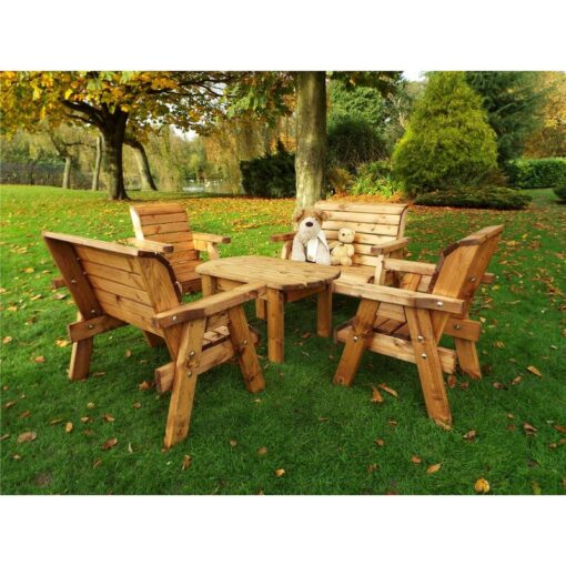 Charles Taylor - Little Fellas 4 Seater Wooden Dining Table 2 Chairs 2 Park Bench