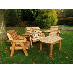 Charles Taylor - Little Fellas 4 Seater Wooden Dining Table Chairs Bench Set Kids