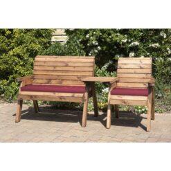 Charles Taylor - Three Seat Companion Set Straight with Cushions - W262 x D74 x H98 - Fully Assembled - Burgundy