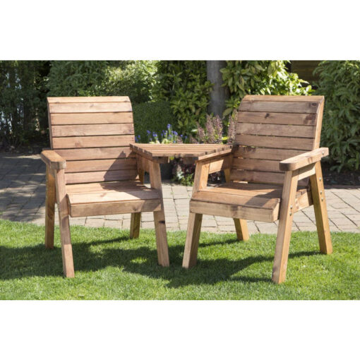 Charles Taylor - Twin Companion (Angled) Set Boxed (Flatpacked), Wooden Garden Love Seat - W180 x D90 x H98