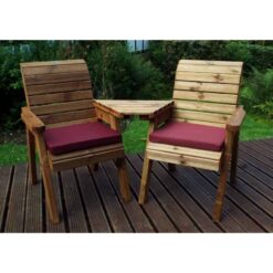 Charles Taylor - Twin Companion Set Angled with Cushions - W180 x D90 x H98 - Fully Assembled - Burgundy