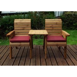 Charles Taylor - Twin Companion Set Straight with Cushions - W160 x D74 x H98 - Fully Assembled - Burgundy