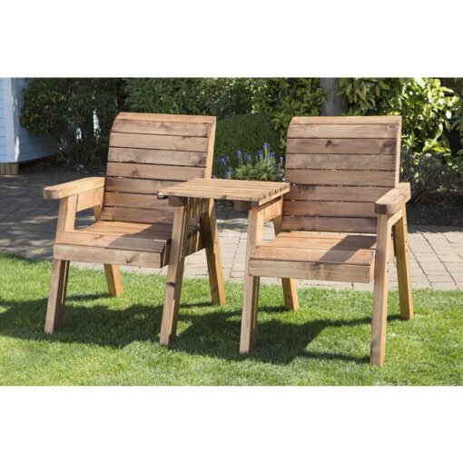 Charles Taylor - Twin Companion (Straight) Set Boxed (Flatpacked), Wooden Garden Love Seat - W160 x D74 x H98