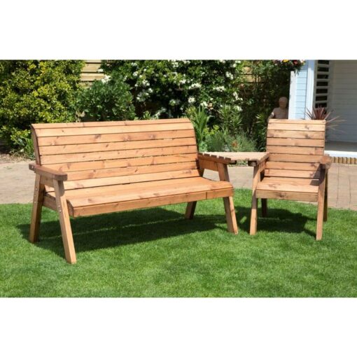 Charles Taylor - Wooden Companion Angled Garden 4 Seater Chair Bench