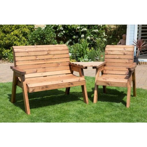 Charles Taylor - Wooden Companion Angled Garden Chair Bench 3 Seater