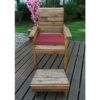 Charles Taylor - Wooden Garden Chair Seat Lounger & Footstool & Red Cushion