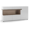 Chelsea 3 Door Glazed Sideboard in White with Oak Trim