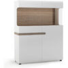 Chelsea Low Display Cabinet 109cm wide in White with Oak Trim