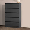 Chest of Drawers Storage Bedroom Furniture Cabinet 5 Drawer Dark Grey 70x40x112cm - NRG