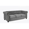 Chesterfield Velvet Fabric 3 Seater Sofa, Grey