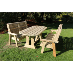 Churnet Valley - Ergo Table Bench Set - Sits 6, Wooden Garden Dining Furniture - L250 x W290 x H105 cm - Minimal Assembly Required