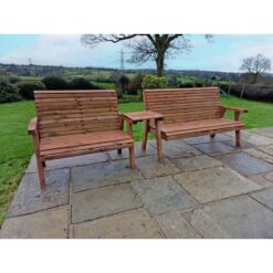 Churnet Valley - Valley 5 Seat Set 1X2B 1X3B Straight Tray - Timber - L100 x W215 x H95 cm - Garden Furniture - Fully Assembled