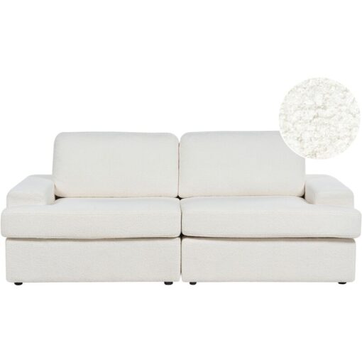 Classic 3 Seater Sofa Upholstered Polyester Boucle Cushioned Backrest Thickly Padded White Alla