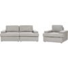 Classic 4 Seater Sofa Set Upholstered Polyester Fabric with Armchair Cushioned Backrest Thickly Padded Light Grey Alla