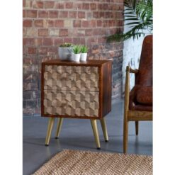 Cnc Retro 2 Drawer Side Table - Two-Tone