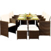 Comfy Living - 11 Piece Rattan Garden Furniture Set in Golden Brown