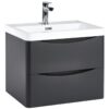 Contour Wall Hung 2-Drawer Vanity Unit with Basin 600mm Wide - Graphite Grey - Orbit