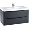 Contour Wall Hung 2-Drawer Vanity Unit with Basin 900mm Wide - Graphite Grey - Orbit