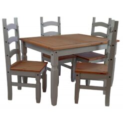 Corona Grey Wax 4'0' Dining Table & 4 Chairs