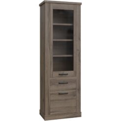 Corona Narrow Display Cabinet in Tabak Oak