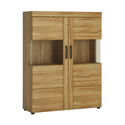 Cortina Low Wide 2 Door Display Cabinet in Grandson Oak