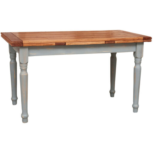 Country style solid lime wood antiqued grey finish extensible table. Made in Italy