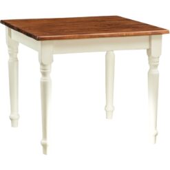 Country-style solid lime wood antiqued white frame walnut top table. Made in Italy