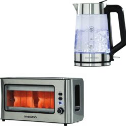 DAEWOO SDA2646GE Jug Kettle and 2-Slice Toaster Bundle - Transparent Silver, Silver/Grey