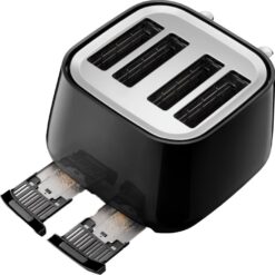 DELONGHI Eclettica CTY4003.BK 4-Slice Toaster - Black, Black