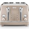 DELONGHI Icona Metallics CTOT4003.BG 4-Slice Toaster - Beige, Blue