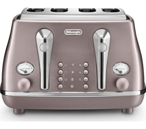 DELONGHI Icona Metallics CTOT4003.PK 4-Slice Toaster - Violet, Purple