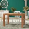 Dakota Light Mango Wooden 4Ft Medium Sized Dining Table Set 2 Chairs And 1 Bench