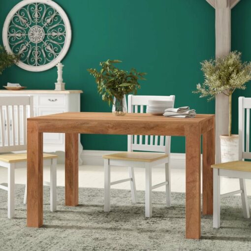 Dakota Light Mango Wooden 4Ft Medium Sized Dining Table Set With 2 Benches