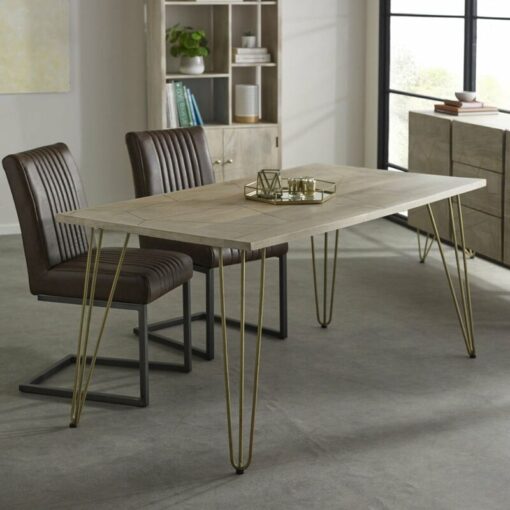 Dallas Light Mango Rectangular Wooden Dining Table Set With 4 Chairs