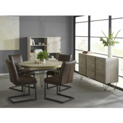 Dallas Light Mango Wood Round Dining Table Set With 4 Chairs