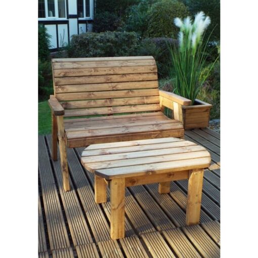 Deluxe Bench Set Quality, Wooden Garden Furniture - W120 x D170 x H98 - Fully Assembled