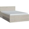 Denim 120cm Bed with 1 Drawer in Light Walnut, Grey Fabric Effect and Cashmere